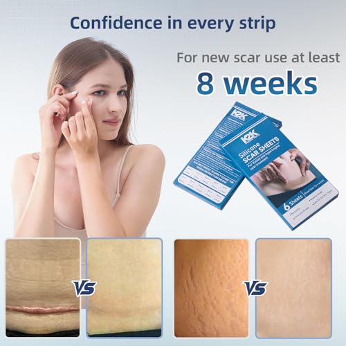 Light Tone Silicone Scar Sheets - 6 Reusable Strips, 1.6" x 6"
