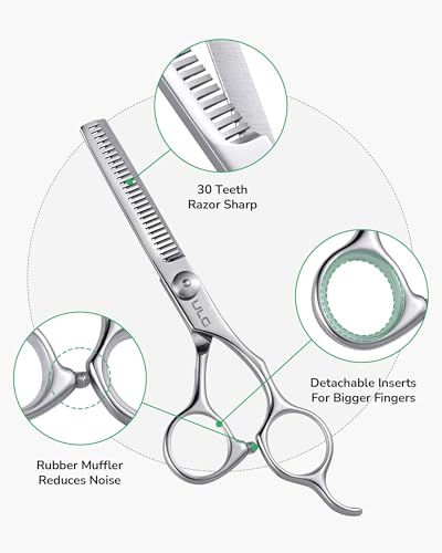 ULG Silver Hair Thinning Scissors 6.5-inch Japanese Stainless Steel Salon Texturizing Shears for Barbers & Stylists