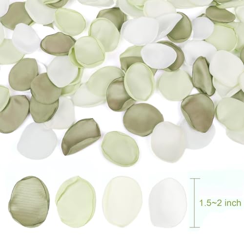 300Pcs Green Silk Rose Petals for Wedding Decor & Events