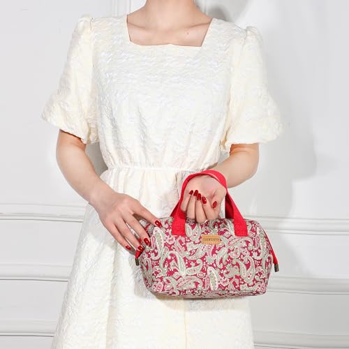 Cotton White Blue Flower Makeup Bag for Women Travel Cosmetic Organizer Waterproof