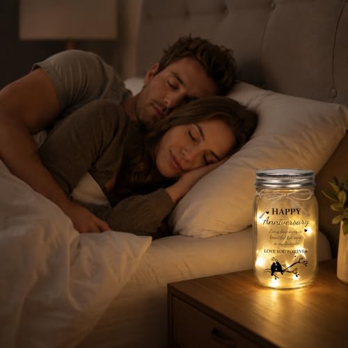 Cardinal Couple Anniversary Mason Jar LED Light - Romantic Gift