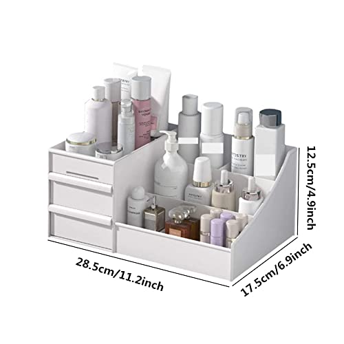 Large Capacity Makeup Organizer with Drawers – White Cosmetic Storage Box for Desk, Bathroom & Jewelry