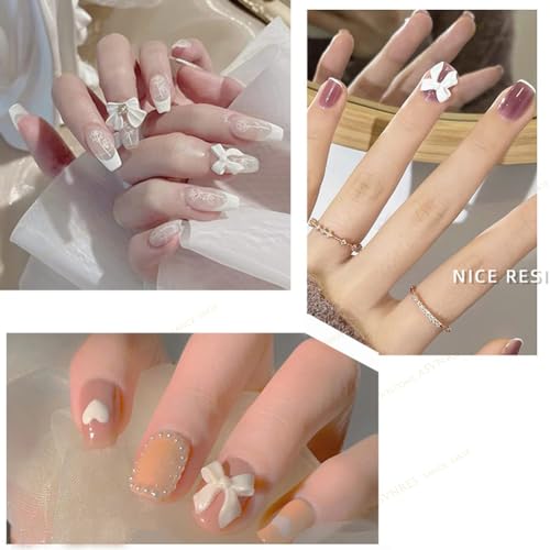 100 Pcs Bow Nail Charm Set - Colorful 3D Butterfly & Pearl Bows