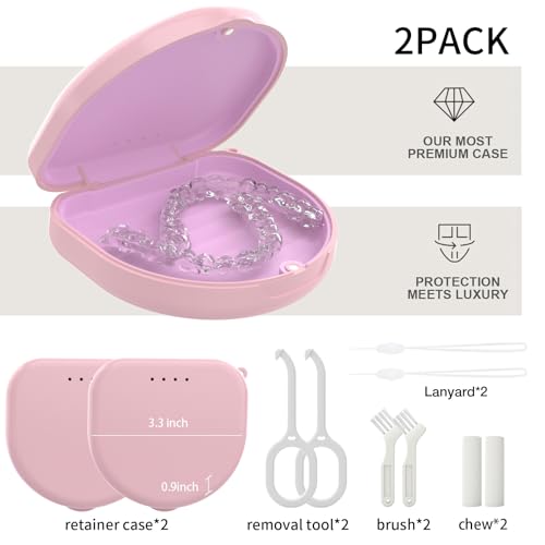 HEMILAB 2-Pack Slim Aligner Case with Vent Holes & Silicone Liner