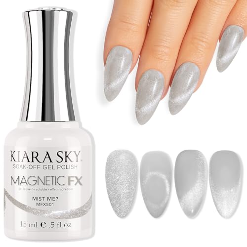 Kiara Sky Cat Eye Gel Nail Polish 15ml - Mist Me? Silver White