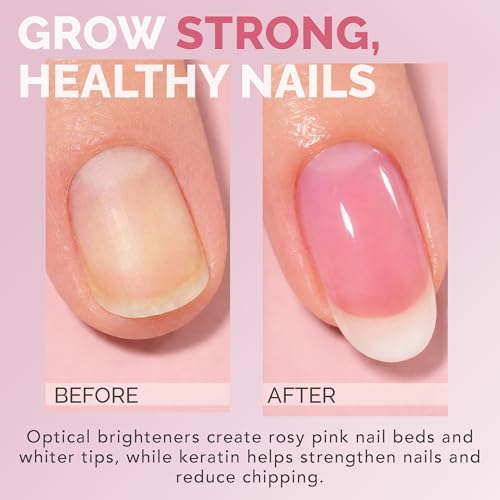 Perfect Formula Pink Gel Coat ? Rosey Glow Nail Strengthener & Keratin Treatment, 0.6 oz - Protein-Rich, Glossy Pink Gel Nail Polish for Damaged Nails | Supports Growth & Repair