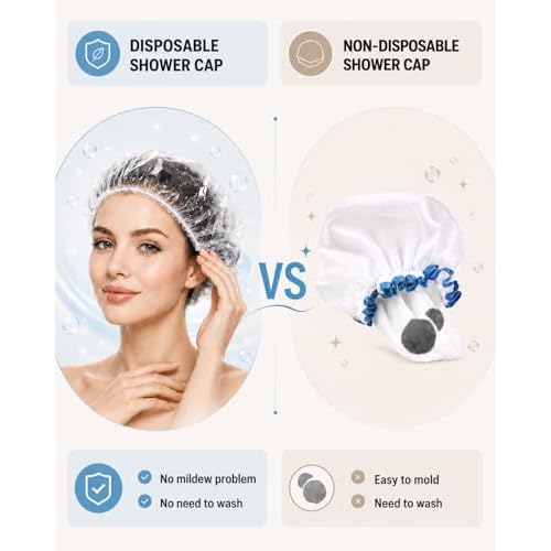 Auban 100PCS Disposable Shower Caps, Plastic Clear Hair Cap Large Thick Waterproof Bath Caps for Women, Hotel Travel Essentials Accessories Deep Conditioning Hair Care Cleaning Supplies(20.5")