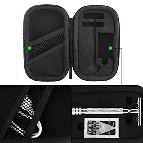 Linkidea Hard Travel Case for Safety Razors Compatible with Merkur Vikings Merkur Merkur Dovo Merkur Dovo Merkur Shaving Revolution Lychee Vegan Leather