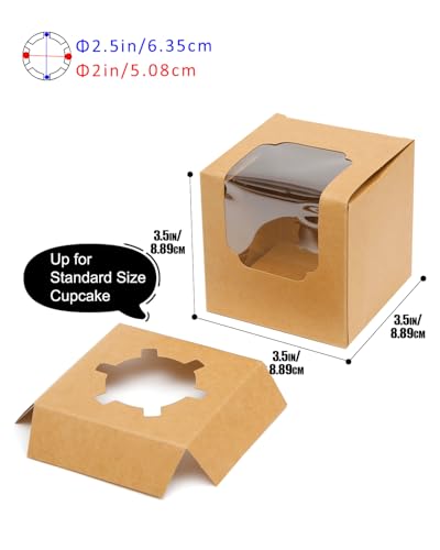 Bakepacker Auto-Pop Cupcake Boxes - 30 Pack, Brown, 3.5"