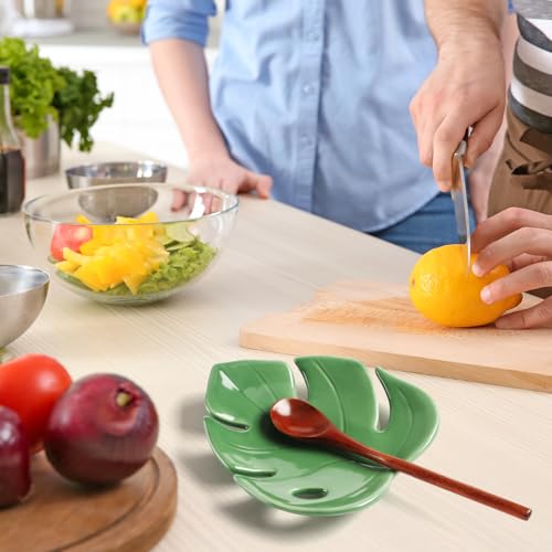 Honeydak Leaf Shaped Ceramic Spoon Rest for Kitchen Decor
