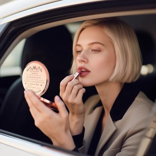Rose Gold Compact Mirror Gift for Daughter - Engraved Travel Makeup Mirror