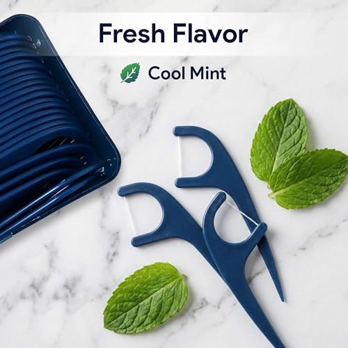 FifthPulse Dental Floss Picks - 50 Mint Flavored Tooth Picks for Adults & Kids