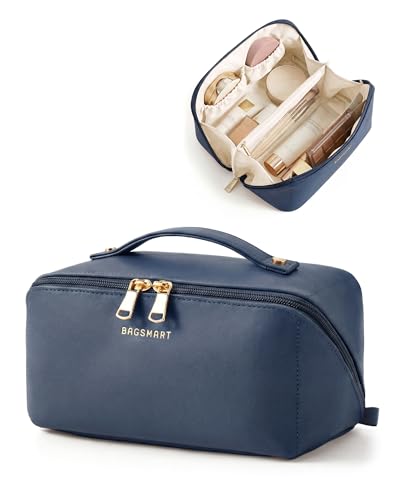 BAGSMART Travel Makeup Bag - Spacious Toiletry Case in Deep Navy