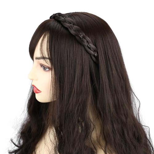 Chestnut Thin Braid Headband with Teeth - Synthetic Hair Piece