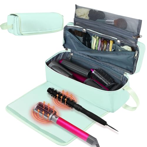 FAMOPLAY Hair Tools Travel Bag with Heat Resistant Mat, Large Organizer