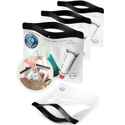 Ogato TSA Approved Clear Toiletry Bag Set - 3 Quart Size Pouches