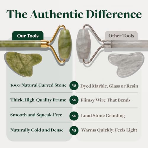 R.E.M Spring Jade Roller & Gua Sha Set for Face, Anti-Aging, Puffiness & Wrinkles