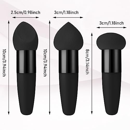 Sibba Black 3-Piece Mini Makeup Sponge & Brush Set for Foundation & Concealer