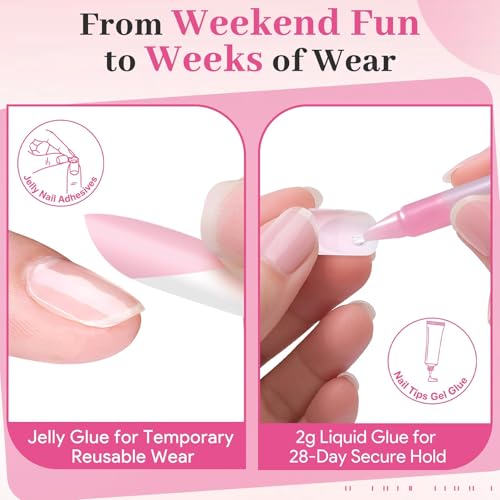 60Pcs Light Pink French Tip Press On Nails & Toenails Set