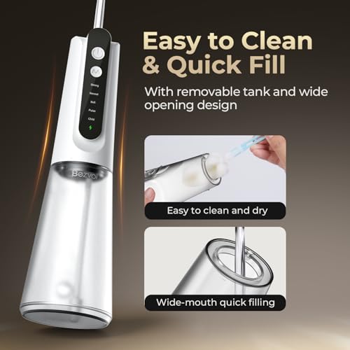 Bezvoi Milky White Water Flosser - 5 Modes, 40-Day Battery Life, Cordless Dental Irrigator for Sensitive Gums