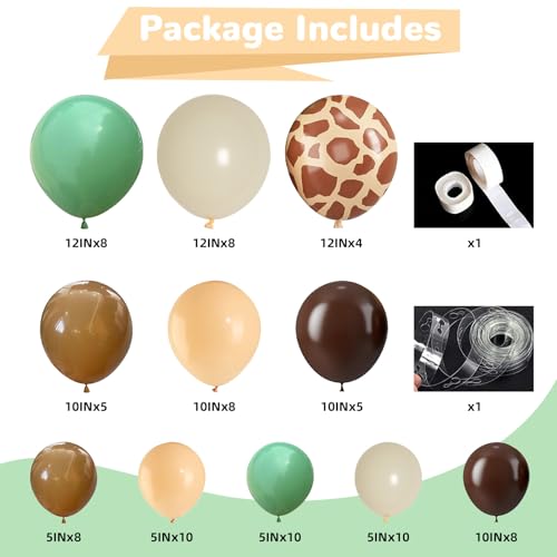Safari Balloon Garland Kit - Olive Green & Brown Birthday Decor