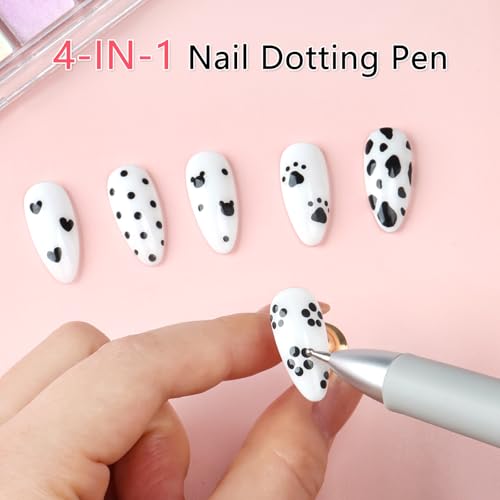 ANGNYA 4-in-1 Nail Dotting Tool with Silicone Tip – 0.8-2.0mm
