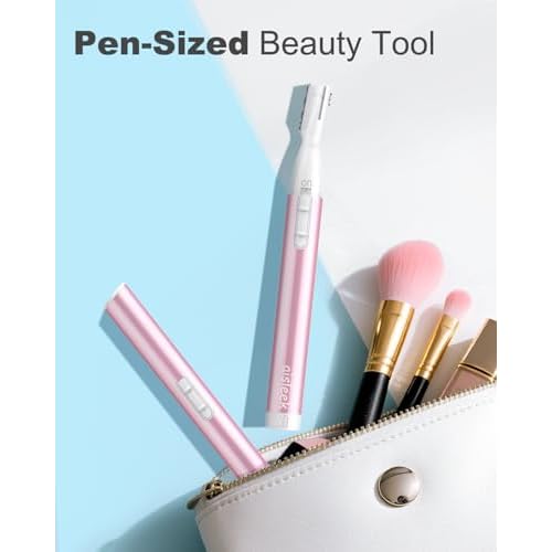 Eyebrow Trimmer for Women, Dual Head Facial Hair Remover with Precision Detail Trimmer, Portable Battery Powered Eyebrow Razor for Brows, Upper Lip, Chin & Peach Fuzz