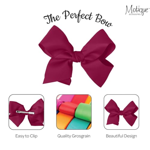 Motique Accessories 5.5 Inch Plum Grosgrain Hair Bow Clip for Women & Teens