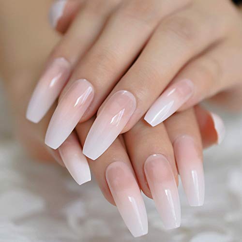 CoolNail Ombre Gradient Pink Nude French Ballerina Press-On Nails