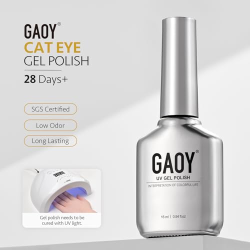 GAOY Golden Cat Eye Gel Nail Polish - 16ml Holographic Glitter Jelly, Rustling Ginkgo