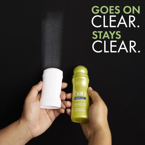 Ban Invisible Roll-On Antiperspirant Deodorant, Powder Fresh, 4-Pack