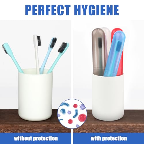 Eaezerav 6 Pack Travel Toothbrush Cases - Breathable, Portable, Multi-Color, with Variation (Red, Blue, Green, Grey, Lucency) for Camping, Travel, Bathroom, Home