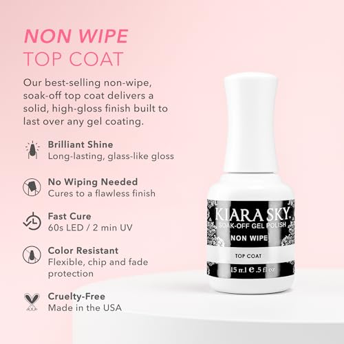 Kiara Sky LED UV Soak Off Gel Polish Top Coat – High Gloss Shine, 15 ml