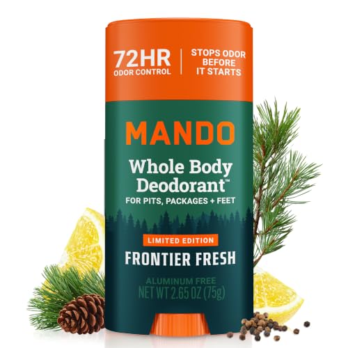 Mando Frontier Fresh Whole Body Deodorant for Men - 2.6 Oz Smooth Solid Stick, Aluminum & Baking Soda Free