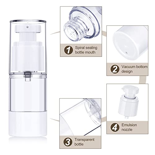 Suclain 12 Pcs 15ml Airless Pump Travel Bottles Refillable Cosmetic Containers