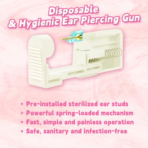 HAIOLORPRO 39Pcs Ear Piercing Kit with Disposable Gun & CZ Studs - Blue Marker