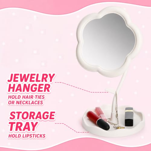 6 Pieces Flower-Shaped Adjustable Vanity Mirrors with Storage Organizer