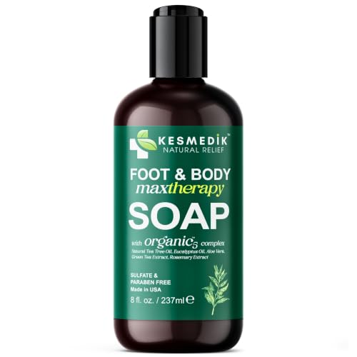 KESMEDIK Tea Tree Oil Body Wash Soap with Peppermint, 8 Fl Oz (Pack of 2) - Deep Cleansing & Refreshing for Feet & Body
