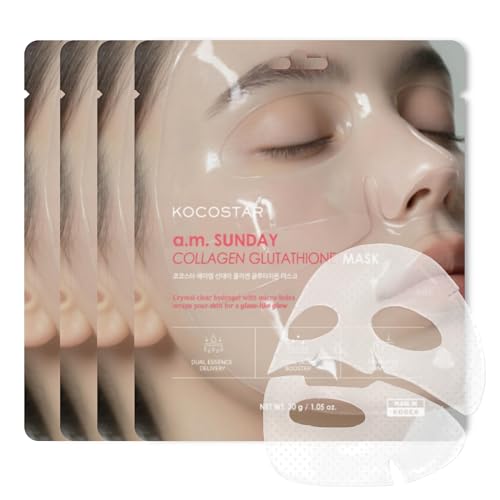 KOCOSTAR Collagen Glutathione Hydrogel Mask - 4 Pack for Glass Skin