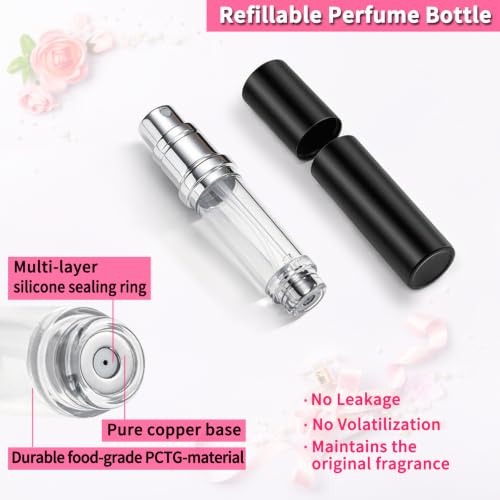 ANTOKX 2-Pack Refillable Travel Perfume Atomizers with Black & Gray Finish