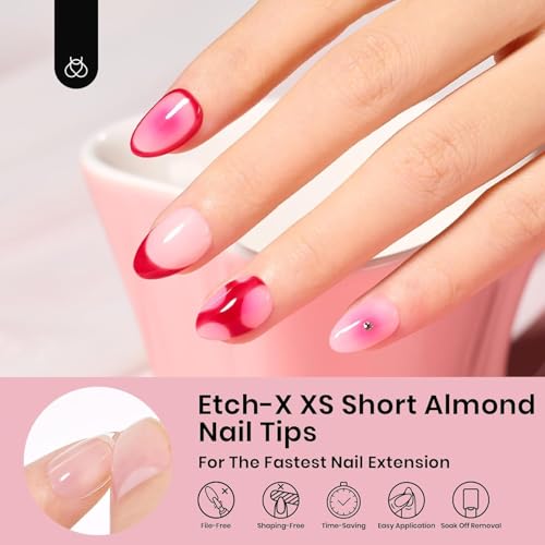Beetles Extra Short Almond Fake Nail Tips - 576 Pcs Half Matte Set