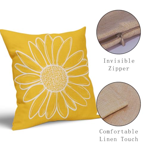 Spring Summer Daisy Flower Pillow Covers - Set of 2, 18x18 Inch