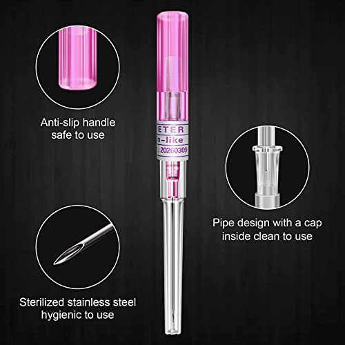Prgislew 5-Piece Catheter Piercing Needles Set - 14G to 22G