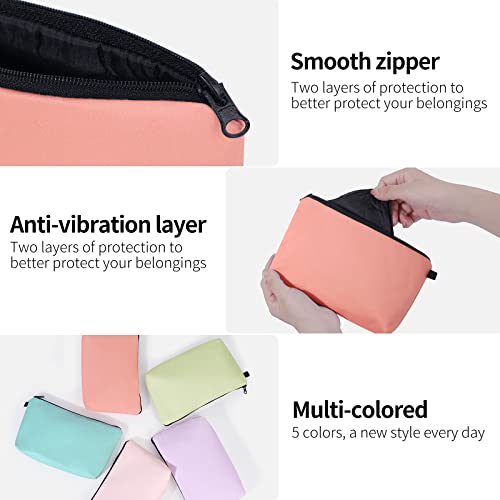 MAGEFY 5 PCS Makeup Bags Set - Large & Small Travel Cosmetic Pouches in 5 Colors