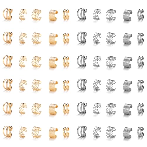 60PCS Silver and Gold Hair Beads for Braids and Dreadlocks