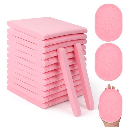Luxiv X-Large Compressed Facial Sponges - 120 Pack Pink Oval Cleansing Pads