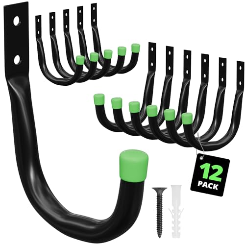 Heavy Duty Garage Storage Hooks - J-Hook Utility Hangers, 12-Pack