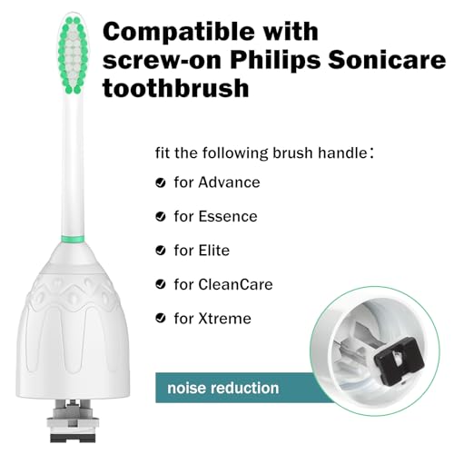 HAPPYMOMO 6 Pack Replacement Toothbrush Heads for Philips Sonicare E-Series, Essence, Xtreme, Elite, Advance & CleanCare
