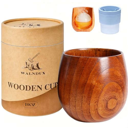WALNDUX Handcrafted Wooden Whiskey Glass Set - Ideal Bourbon Gift