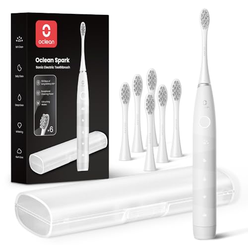 Oclean White Electric Toothbrush for Adults, 150-Day Battery, 5 Modes & Travel Case